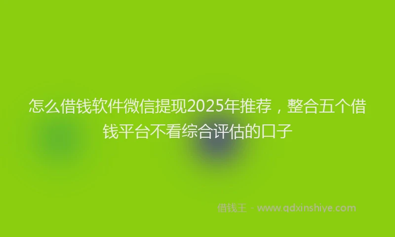 怎么借钱软件微信提现2025年推荐，整合五个借钱平台不看综合评估的口子