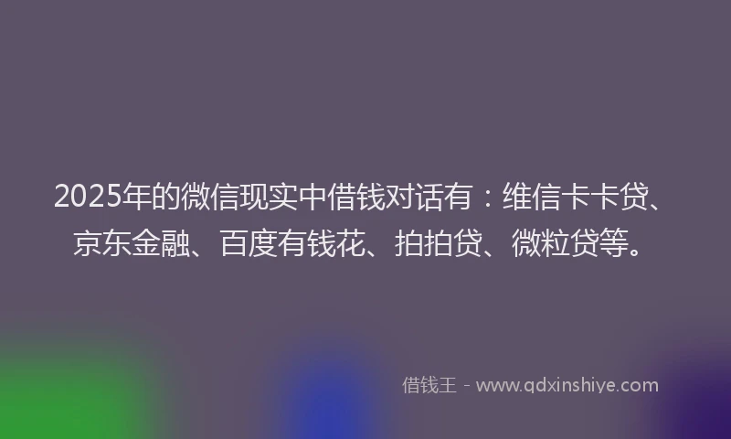 2025年的微信现实中借钱对话有：维信卡卡贷、京东金融、百度有钱花、拍拍贷、微粒贷等。