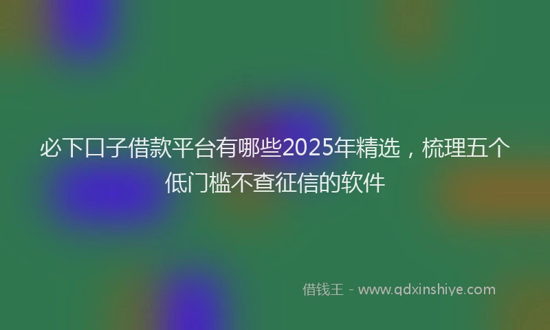 必下口子借款平台有哪些2025年精选，梳理五个低门槛不查征信的软件
