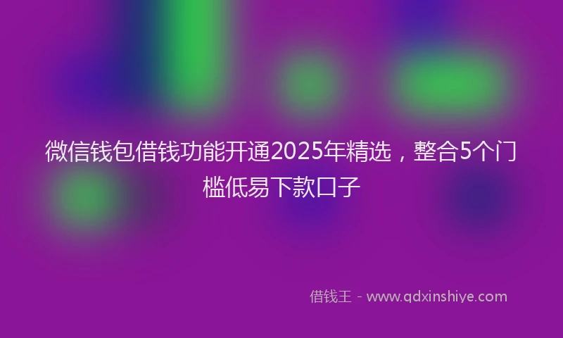 微信钱包借钱功能开通2025年精选，整合5个门槛低易下款口子