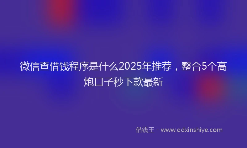 微信查借钱程序是什么2025年推荐，整合5个高炮口子秒下款最新