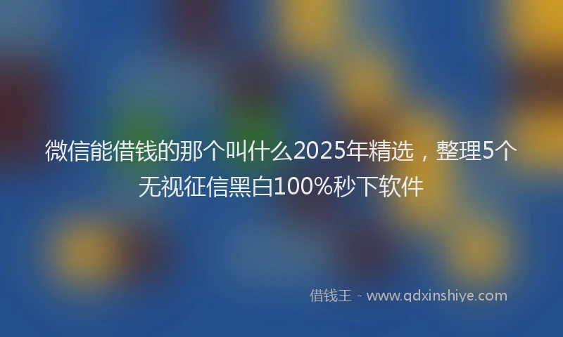 微信能借钱的那个叫什么2025年精选，整理5个无视征信黑白100%秒下软件
