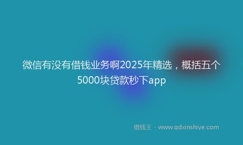 微信有没有借钱业务啊2025年精选，概括五个5000块贷款秒下app