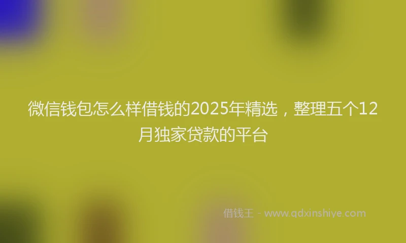 微信钱包怎么样借钱的2025年精选，整理五个12月独家贷款的平台