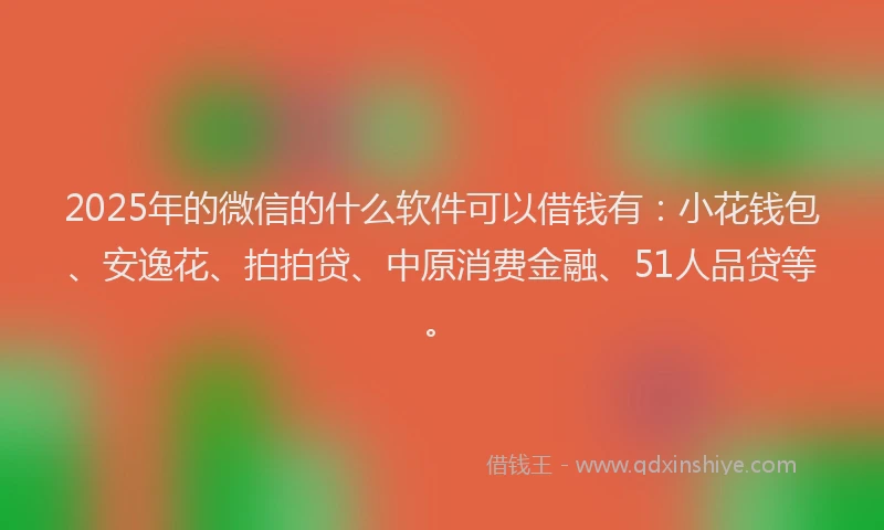 2025年的微信的什么软件可以借钱有：小花钱包、安逸花、拍拍贷、中原消费金融、51人品贷等。