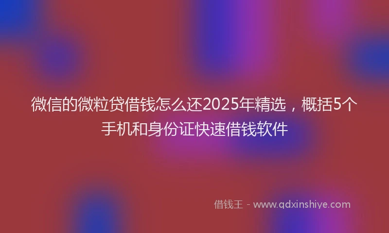 微信的微粒贷借钱怎么还2025年精选，概括5个手机和身份证快速借钱软件