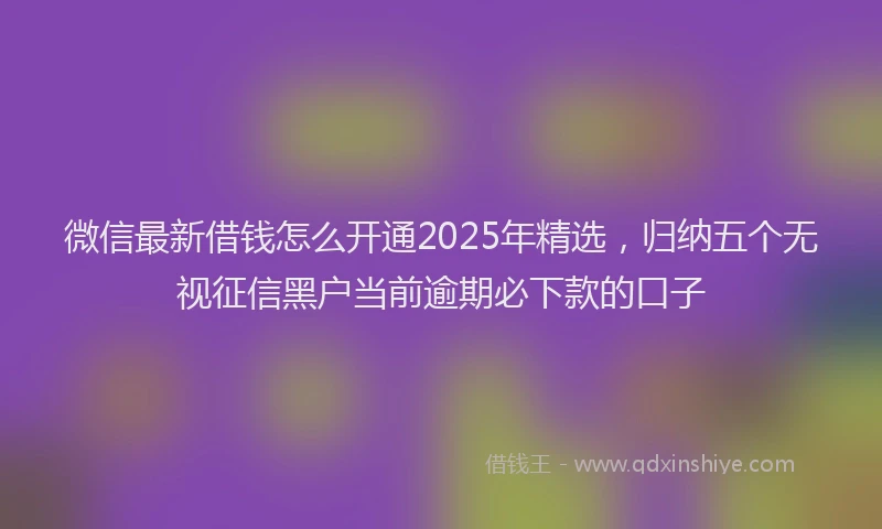 微信最新借钱怎么开通2025年精选，归纳五个无视征信黑户当前逾期必下款的口子