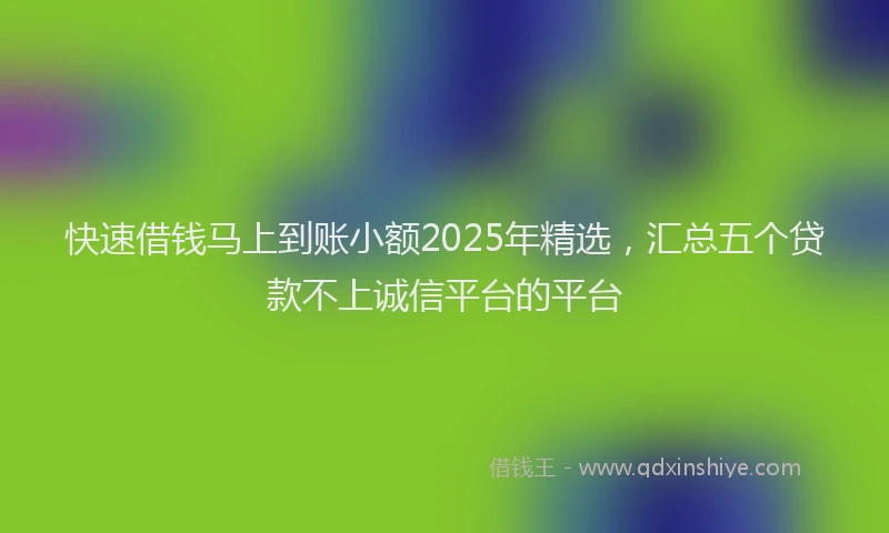 快速借钱马上到账小额2025年精选，汇总五个贷款不上诚信平台的平台