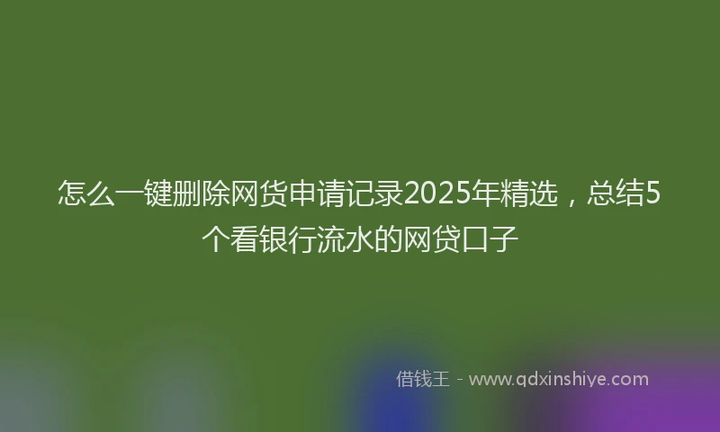 怎么一键删除网货申请记录2025年精选，总结5个看银行流水的网贷口子