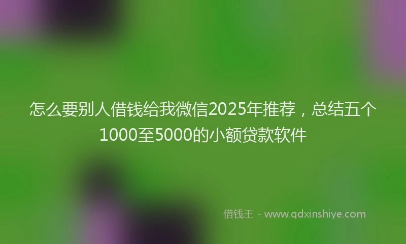 怎么要别人借钱给我微信2025年推荐，总结五个1000至5000的小额贷款软件