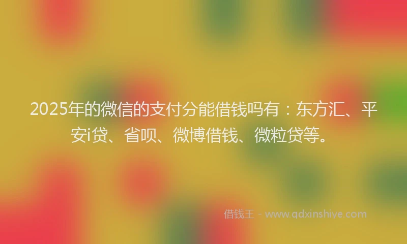 2025年的微信的支付分能借钱吗有：东方汇、平安i贷、省呗、微博借钱、微粒贷等。