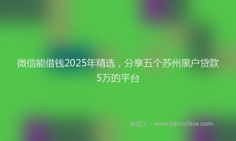 微信能借钱2025年精选，分享五个苏州黑户贷款5万的平台