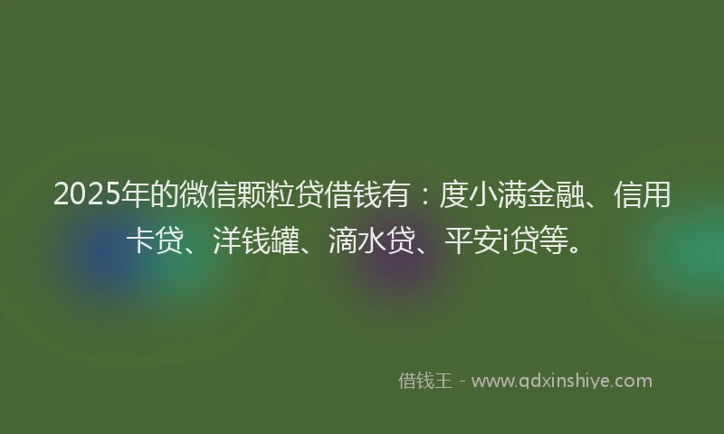 2025年的微信颗粒贷借钱有：度小满金融、信用卡贷、洋钱罐、滴水贷、平安i贷等。