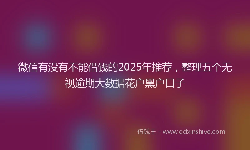 微信有没有不能借钱的2025年推荐，整理五个无视逾期大数据花户黑户口子