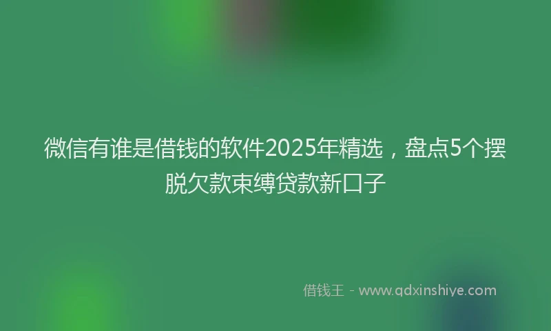 微信有谁是借钱的软件2025年精选，盘点5个摆脱欠款束缚贷款新口子
