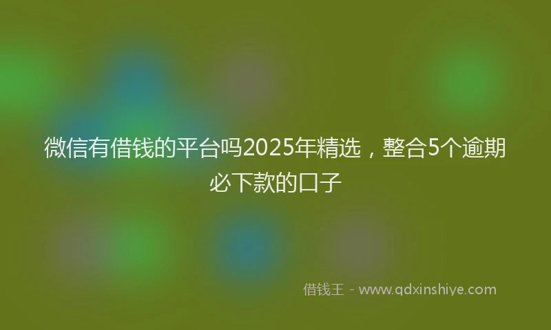 微信有借钱的平台吗2025年精选，整合5个逾期必下款的口子