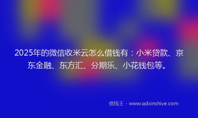 2025年的微信收米云怎么借钱有：小米贷款、京东金融、东方汇、分期乐、小花钱包等。
