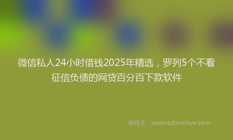 微信私人24小时借钱2025年精选，罗列5个不看征信负债的网贷百分百下款软件