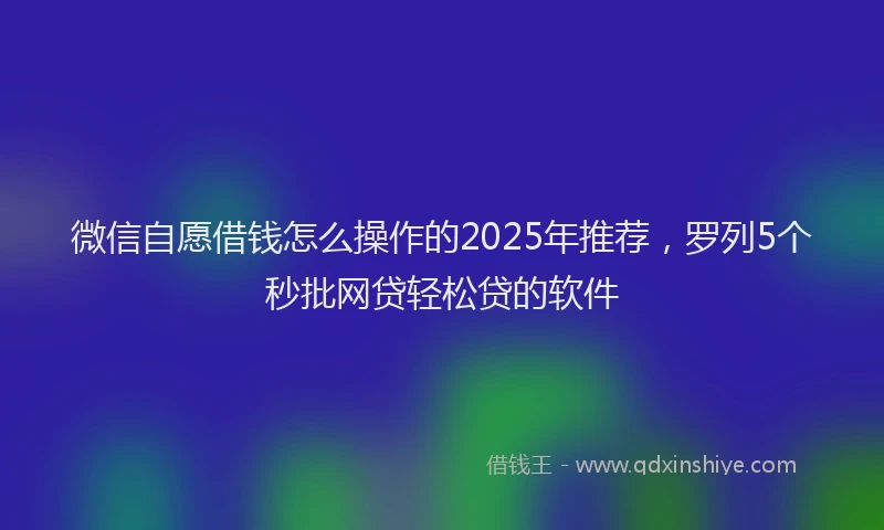 微信自愿借钱怎么操作的2025年推荐，罗列5个秒批网贷轻松贷的软件