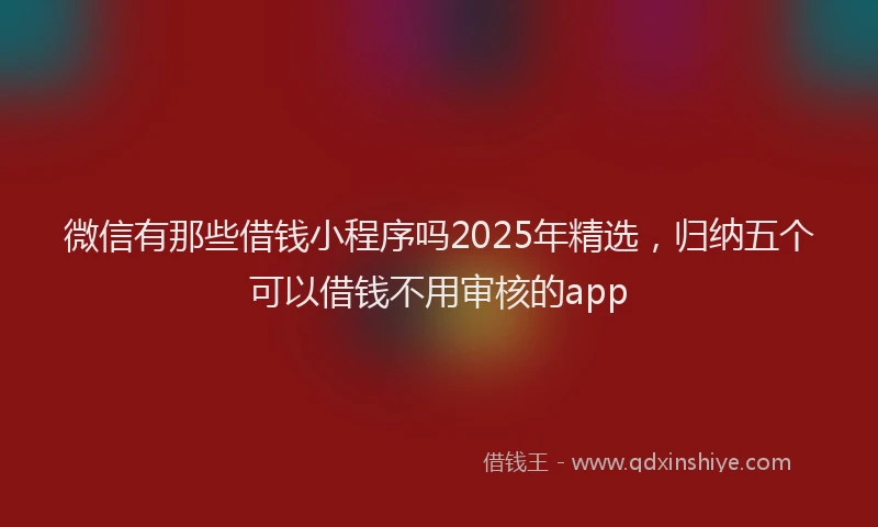 微信有那些借钱小程序吗2025年精选，归纳五个可以借钱不用审核的app