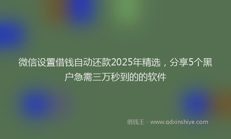 微信设置借钱自动还款2025年精选，分享5个黑户急需三万秒到的的软件