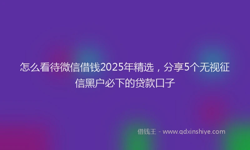 怎么看待微信借钱2025年精选，分享5个无视征信黑户必下的贷款口子