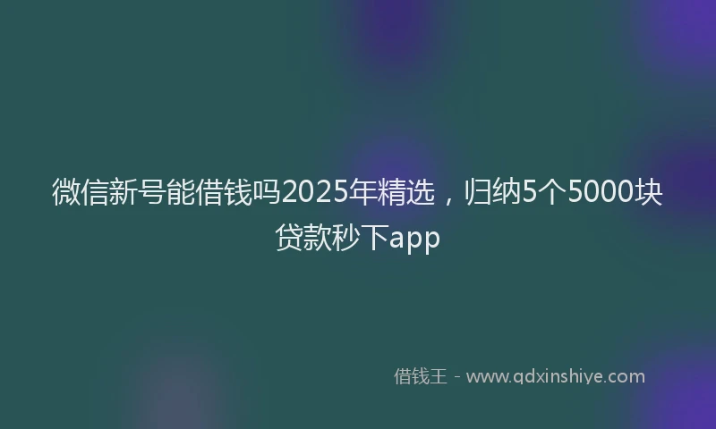 微信新号能借钱吗2025年精选，归纳5个5000块贷款秒下app