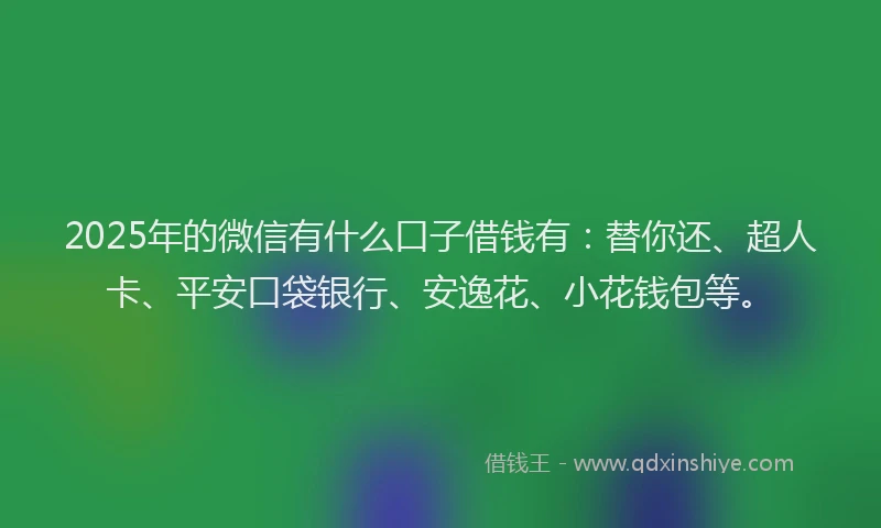 2025年的微信有什么口子借钱有：替你还、超人卡、平安口袋银行、安逸花、小花钱包等。