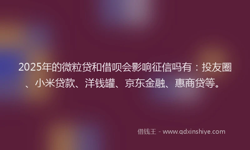 2025年的微粒贷和借呗会影响征信吗有：投友圈、小米贷款、洋钱罐、京东金融、惠商贷等。