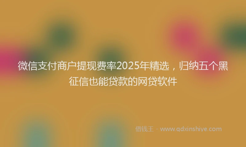 微信支付商户提现费率2025年精选，归纳五个黑征信也能贷款的网贷软件