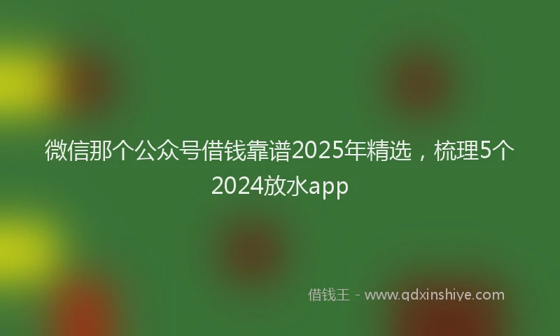 微信那个公众号借钱靠谱2025年精选，梳理5个2024放水app