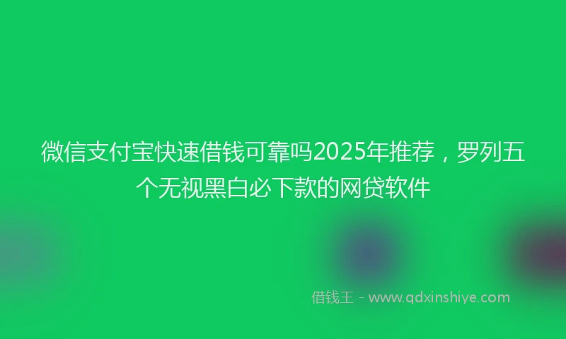 微信支付宝快速借钱可靠吗2025年推荐，罗列五个无视黑白必下款的网贷软件