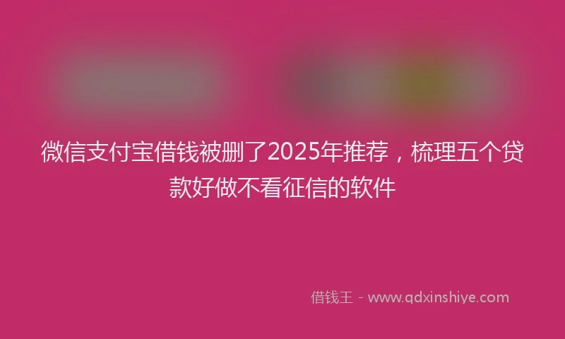 微信支付宝借钱被删了2025年推荐，梳理五个贷款好做不看征信的软件