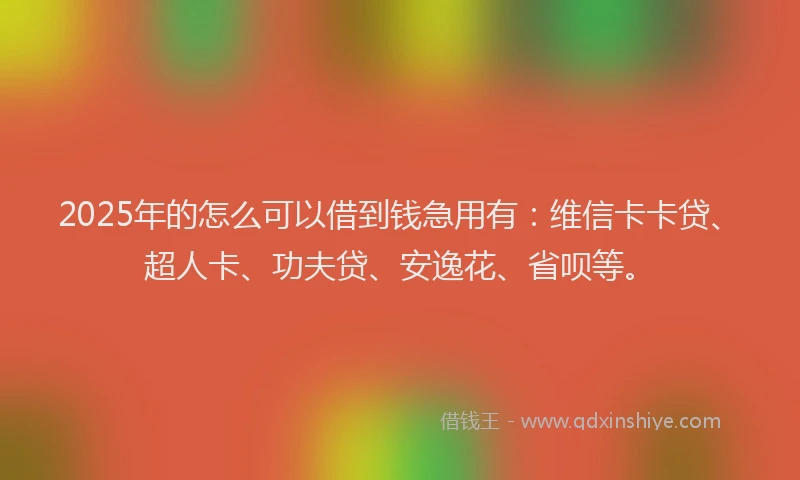 2025年的怎么可以借到钱急用有：维信卡卡贷、超人卡、功夫贷、安逸花、省呗等。