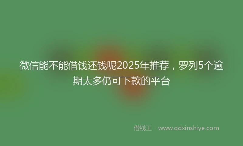 微信能不能借钱还钱呢2025年推荐，罗列5个逾期太多仍可下款的平台