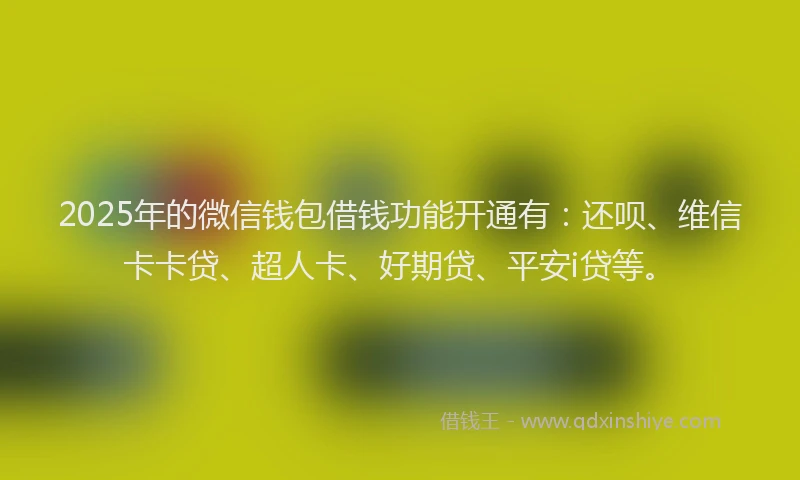 2025年的微信钱包借钱功能开通有：还呗、维信卡卡贷、超人卡、好期贷、平安i贷等。