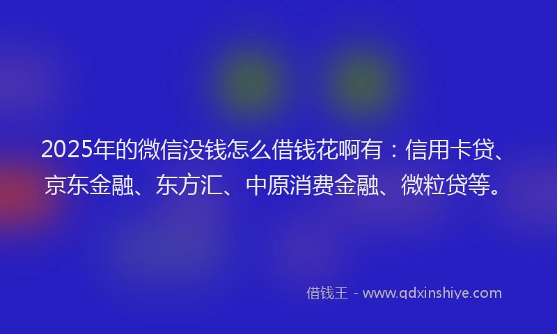 2025年的微信没钱怎么借钱花啊有：信用卡贷、京东金融、东方汇、中原消费金融、微粒贷等。