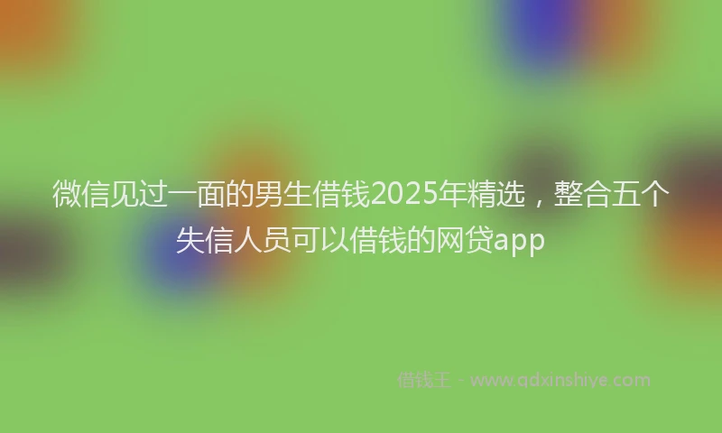 微信见过一面的男生借钱2025年精选，整合五个失信人员可以借钱的网贷app