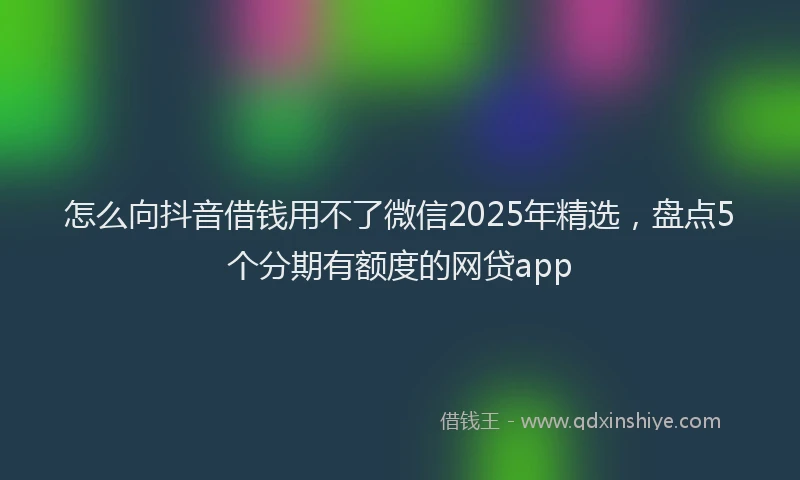 怎么向抖音借钱用不了微信2025年精选，盘点5个分期有额度的网贷app