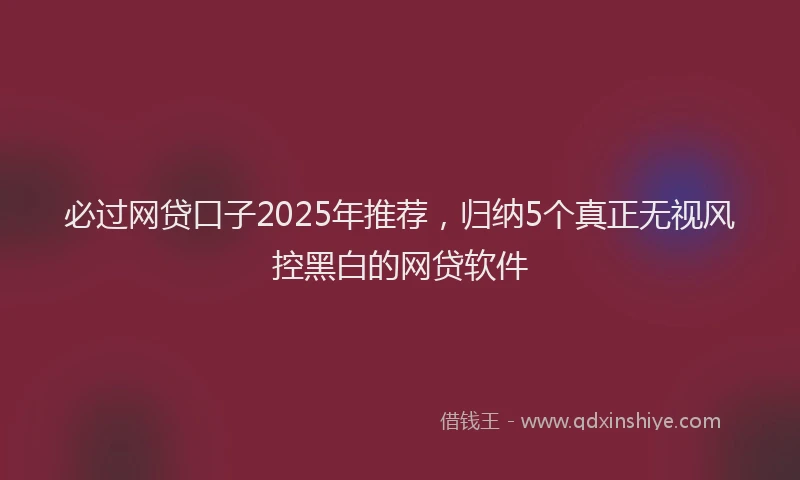 必过网贷口子2025年推荐，归纳5个真正无视风控黑白的网贷软件
