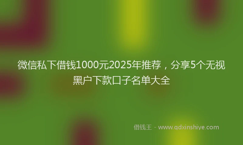 微信私下借钱1000元2025年推荐，分享5个无视黑户下款口子名单大全