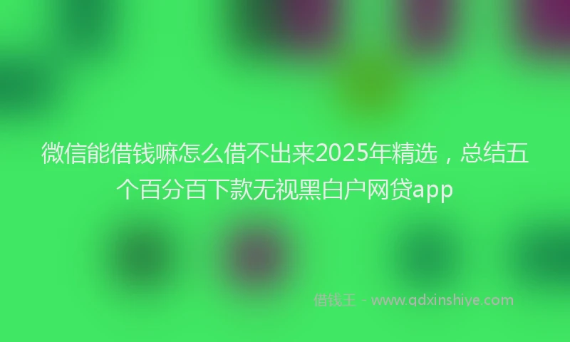 微信能借钱嘛怎么借不出来2025年精选，总结五个百分百下款无视黑白户网贷app