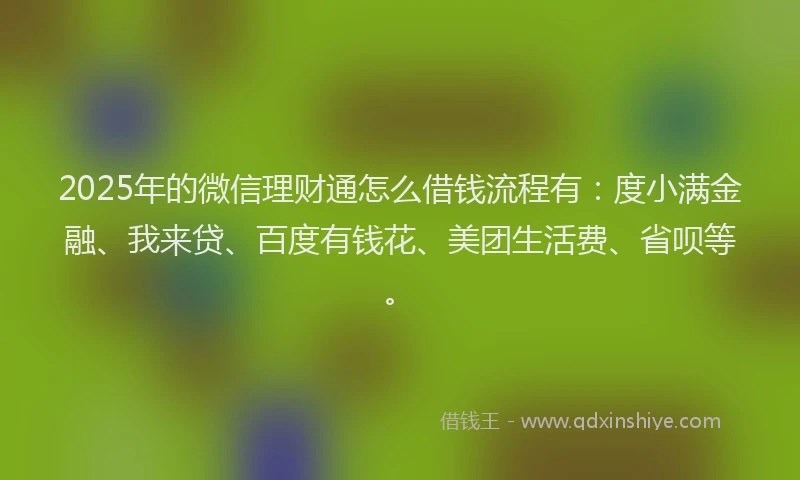 2025年的微信理财通怎么借钱流程有：度小满金融、我来贷、百度有钱花、美团生活费、省呗等。