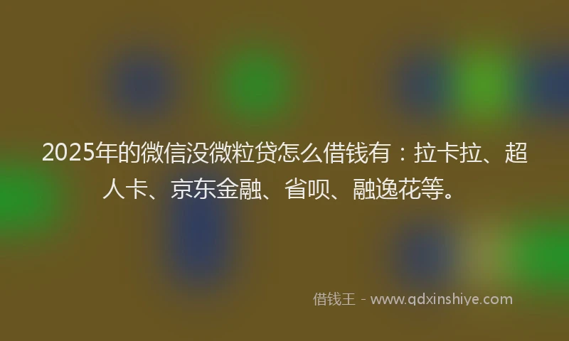 2025年的微信没微粒贷怎么借钱有：拉卡拉、超人卡、京东金融、省呗、融逸花等。