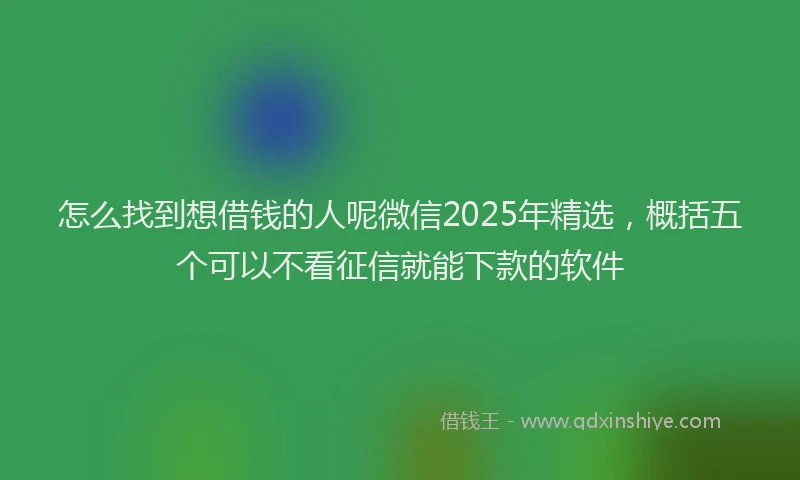 怎么找到想借钱的人呢微信2025年精选，概括五个可以不看征信就能下款的软件