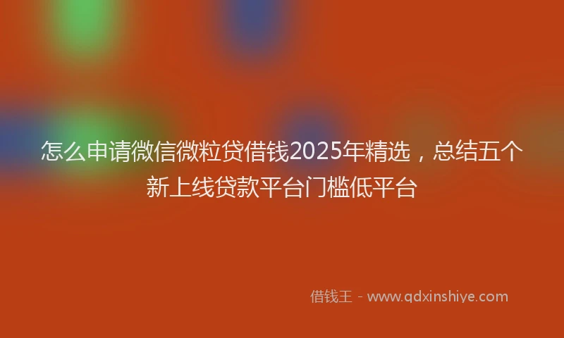 怎么申请微信微粒贷借钱2025年精选，总结五个新上线贷款平台门槛低平台