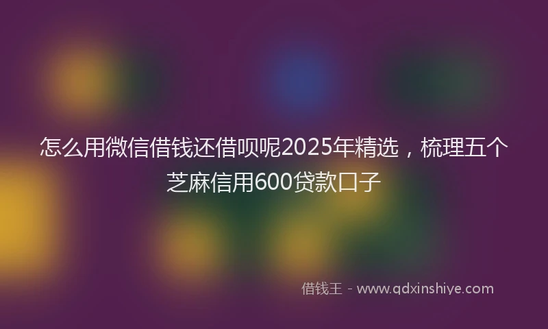 怎么用微信借钱还借呗呢2025年精选，梳理五个芝麻信用600贷款口子