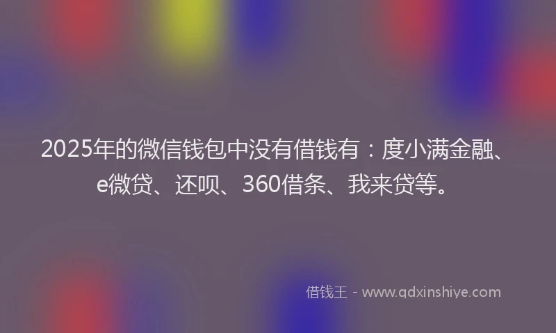 2025年的微信钱包中没有借钱有：度小满金融、e微贷、还呗、360借条、我来贷等。