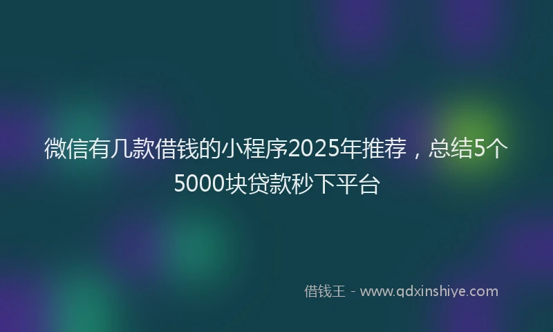 微信有几款借钱的小程序2025年推荐，总结5个5000块贷款秒下平台