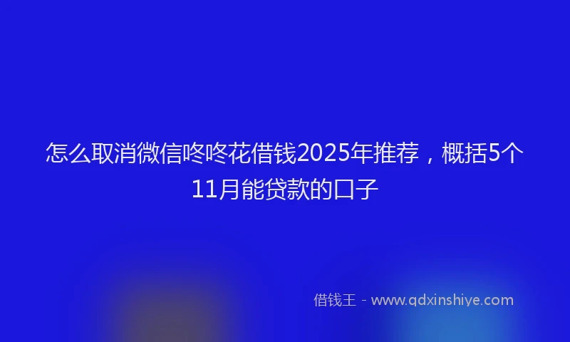怎么取消微信咚咚花借钱2025年推荐，概括5个11月能贷款的口子